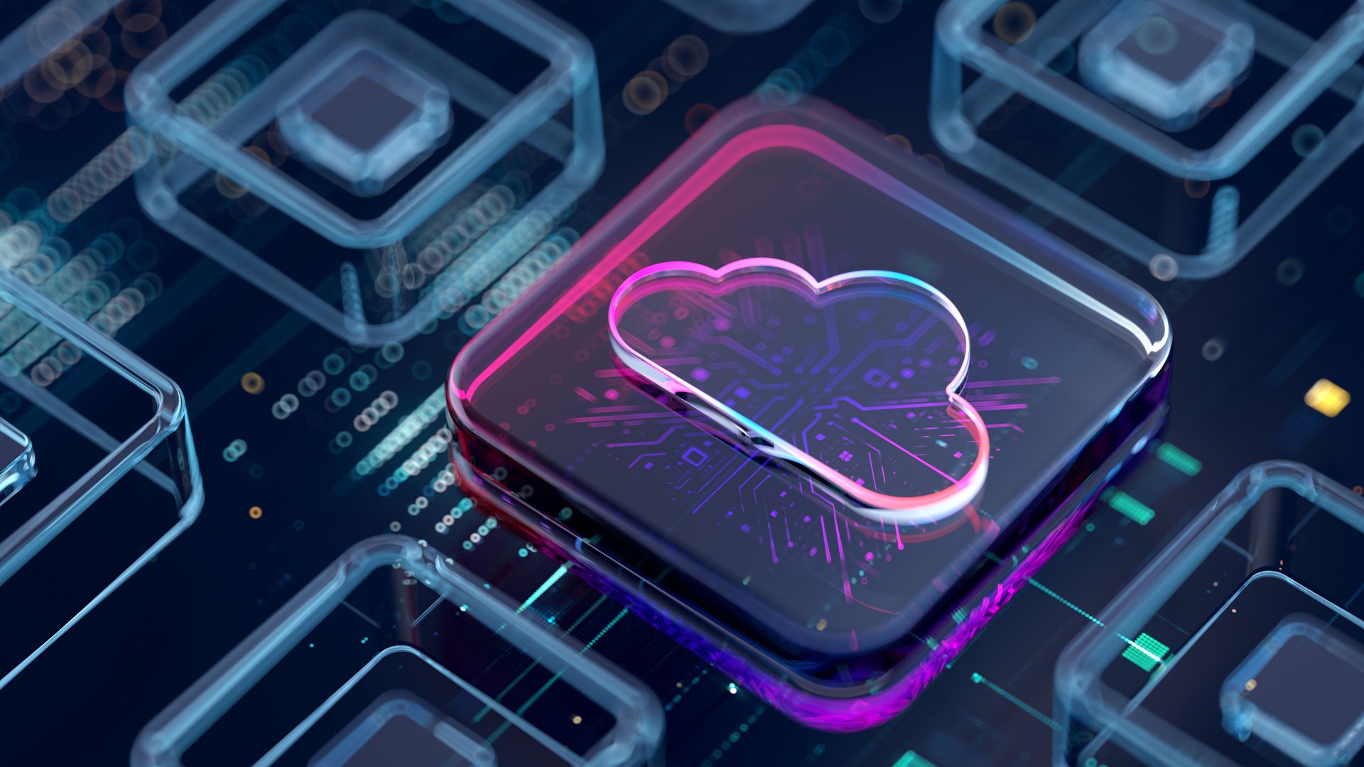 Cloud computing, conceptual digital technology background. cloud sign on digital cpu